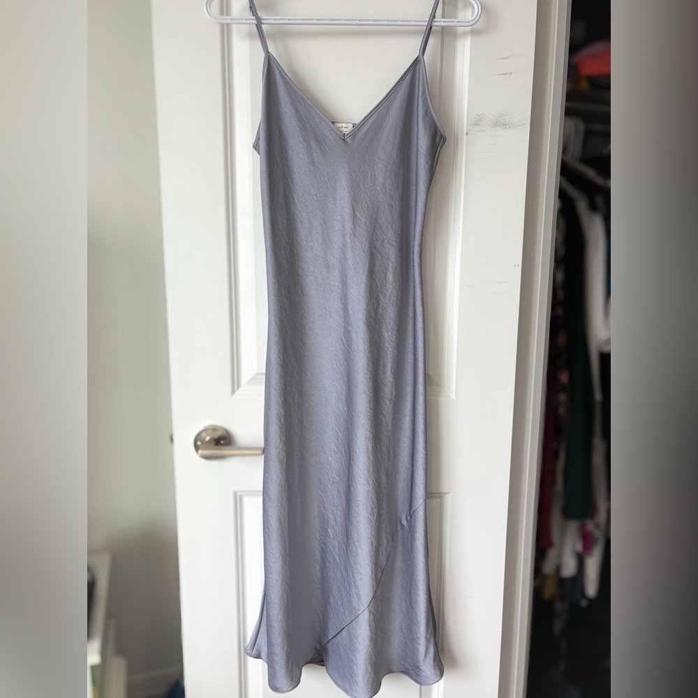 Wilfred Elegant Gray Satin Slip Dress